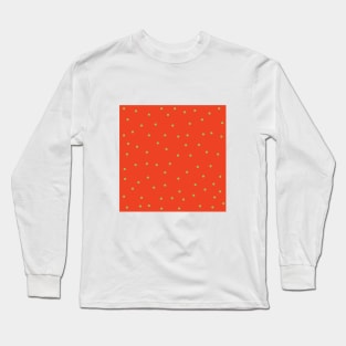 Green Polka Dots on Orange Background Long Sleeve T-Shirt